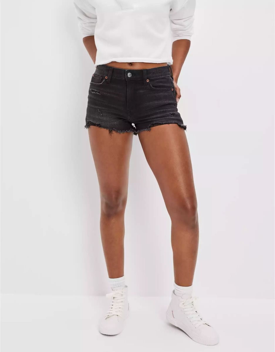 Shorts American Eagle AE Ne(x)t Level High-Waisted Denim Noir Femme | CHI-37124603